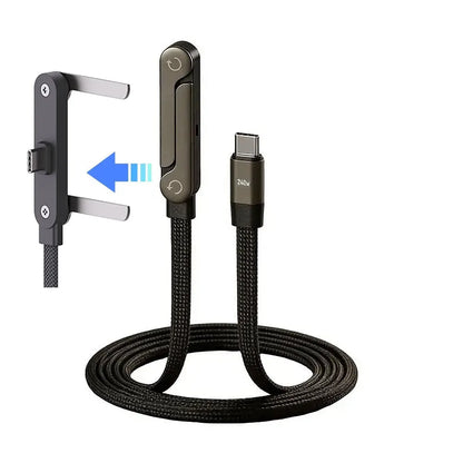 Veltrixgames 2-in-1 USB-C oplaadkabel en telefoonhouder, 240W snelladen, gevlochten 1.5M kabel, handig voor opladen en bekijken.