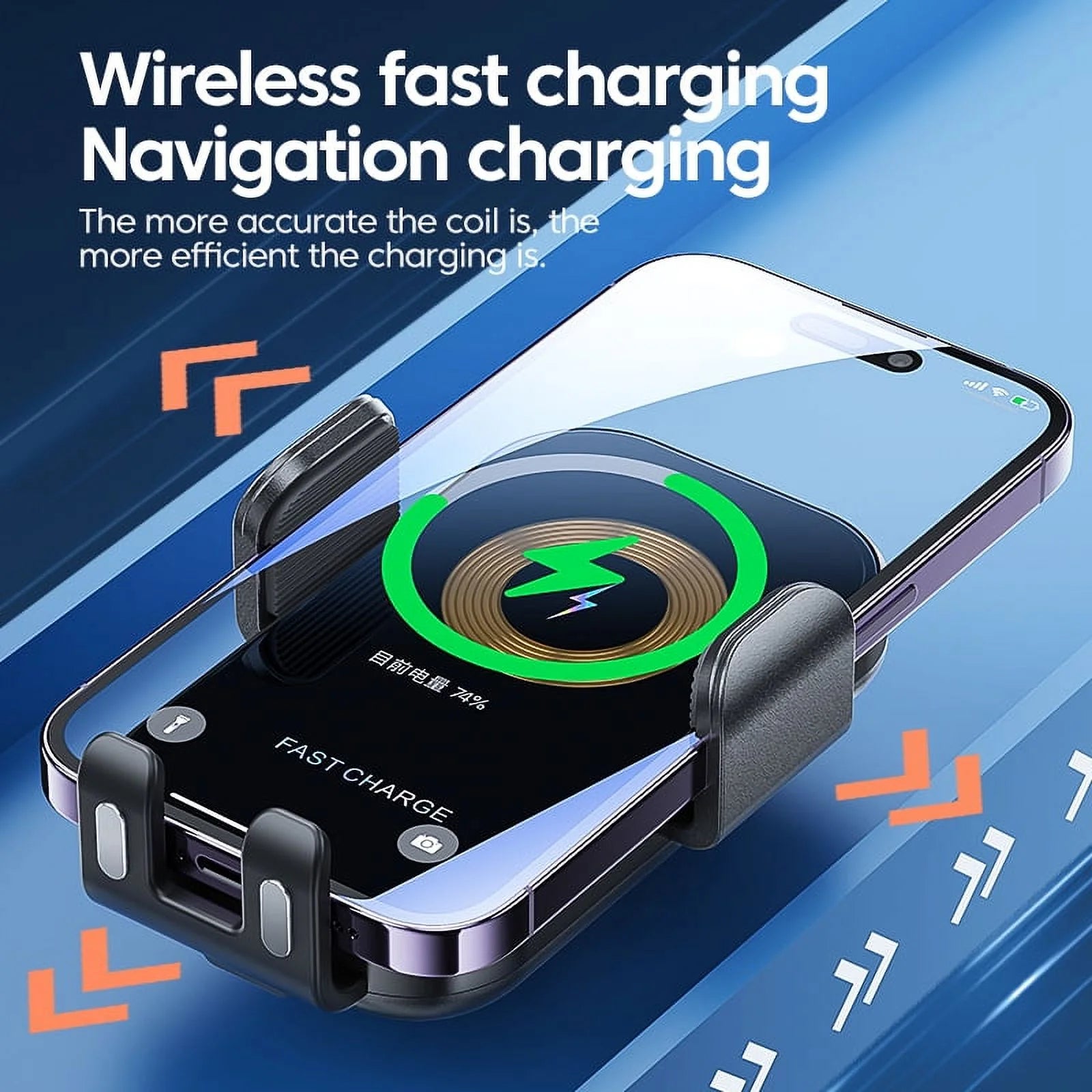 Draadloze autolader van Veltrixgames, 15W snellader met automatische klem, geschikt voor snel opladen in de auto.