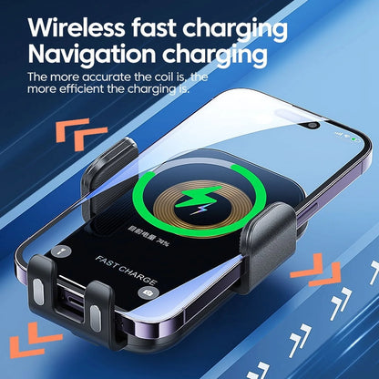 Draadloze autolader van Veltrixgames, 15W snellader met automatische klem, geschikt voor snel opladen in de auto.