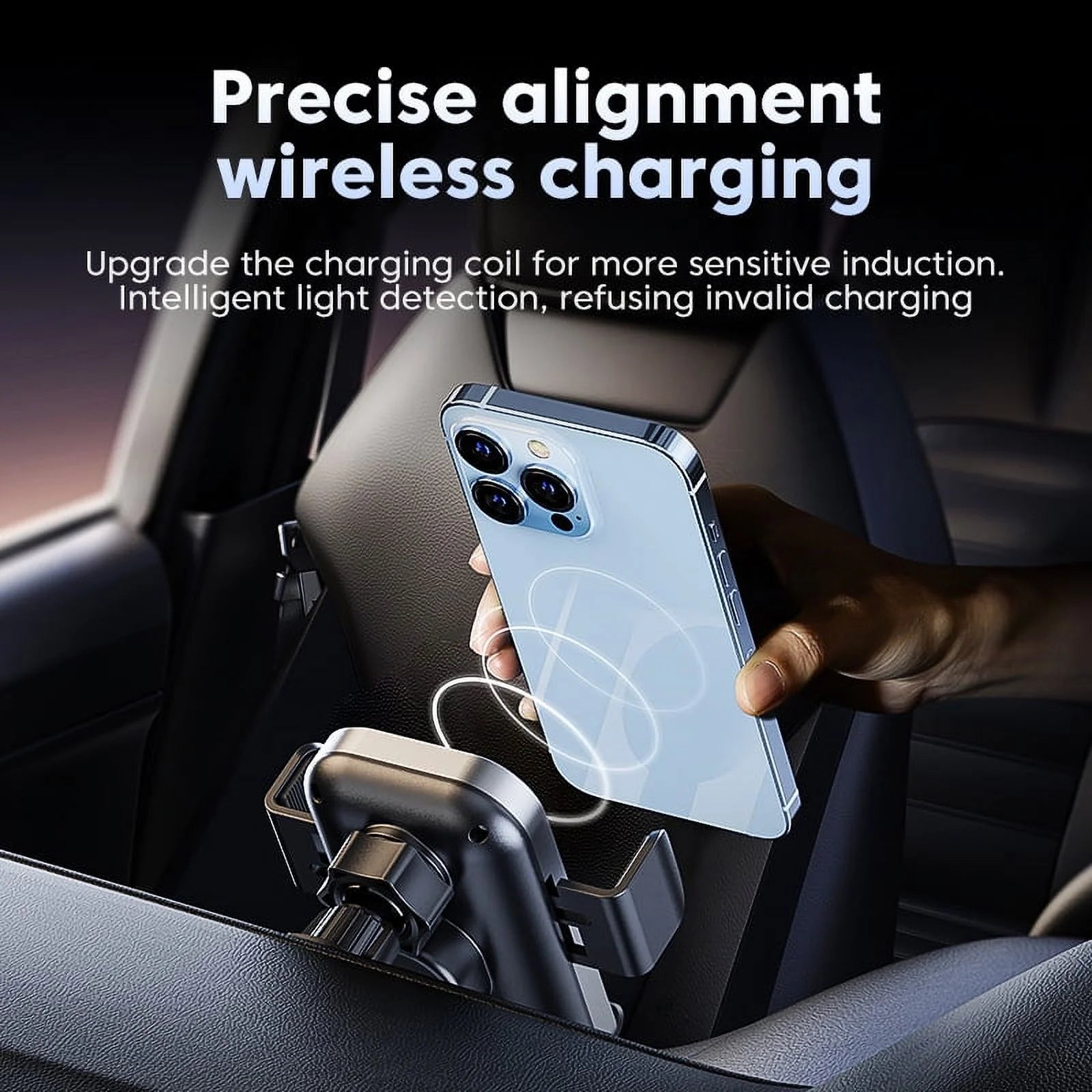Draadloze autolader van Veltrixgames, 15W snellader met automatische klem voor veilig opladen in de auto