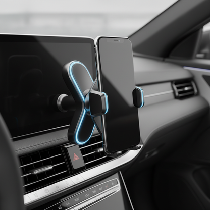Draadloze autolader van Veltrixgames, 15W sneloplader met automatische klem voor smartphones in een auto.