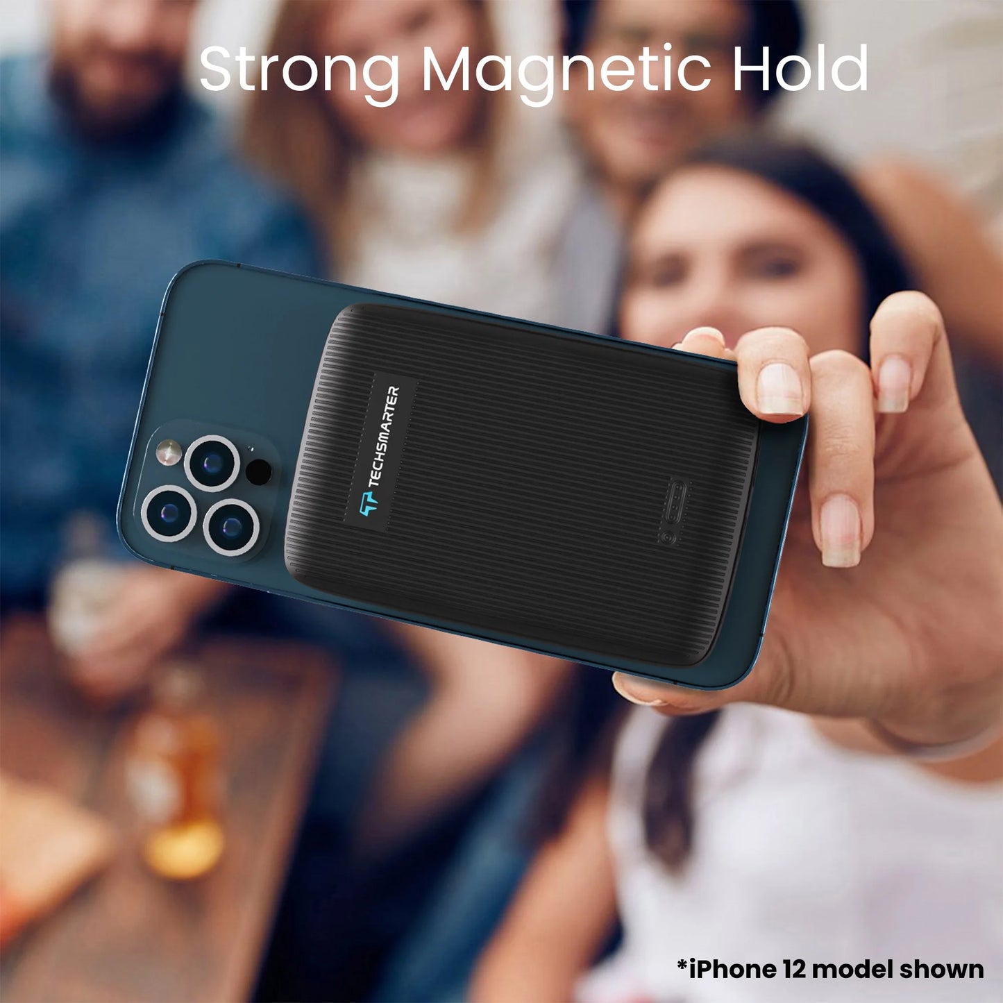 Veltrixgames magnetische draadloze powerbank van 10.000mAh met USB-C en 18W snelladen, ligt op een witte achtergrond.