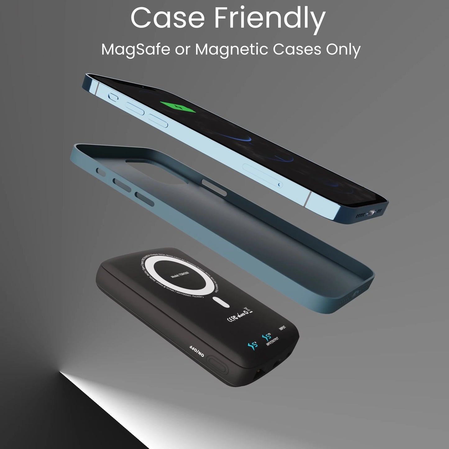 Magnetische draadloze powerbank van 10.000mAh met USB-C en 18W snelladen, geschikt voor het opladen van apparaten.