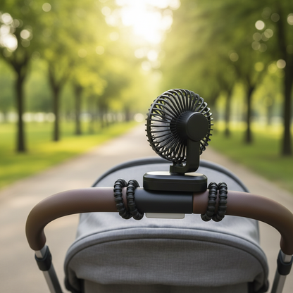 Veltrixgames draagbare USB oplaadbare kinderwagenventilator met flexibele tripod en 3 snelheden, voor frisse lucht onderweg
