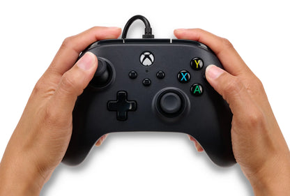 Zwarte bedrade Xbox Series X|S controller van Veltrixgames met ergonomisch ontwerp en uitgebreide knoppen voor gaming.