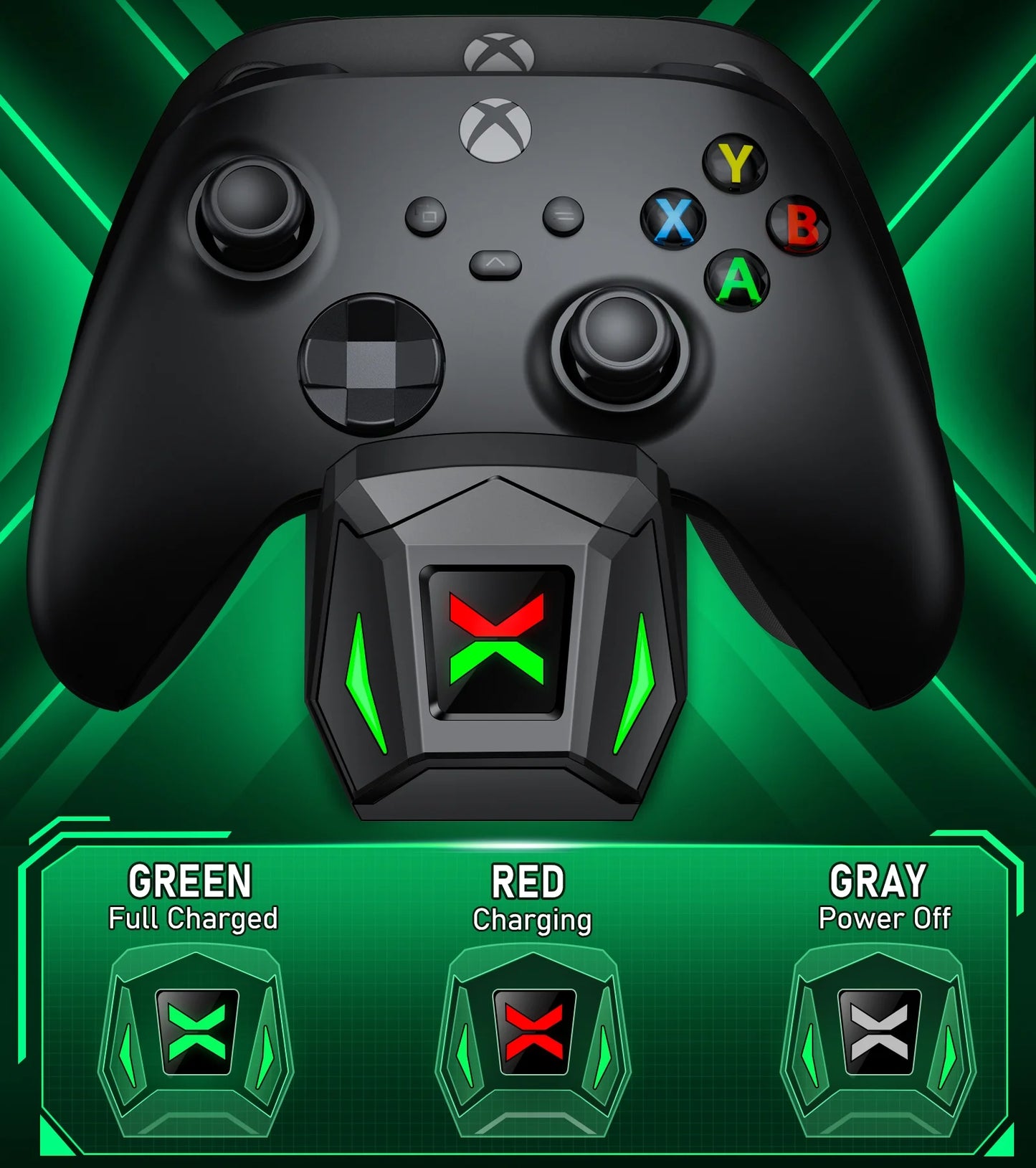 Xbox controller oplaadstation van Veltrixgames met twee 2550mAh batterijen voor langdurig gamen en opladen