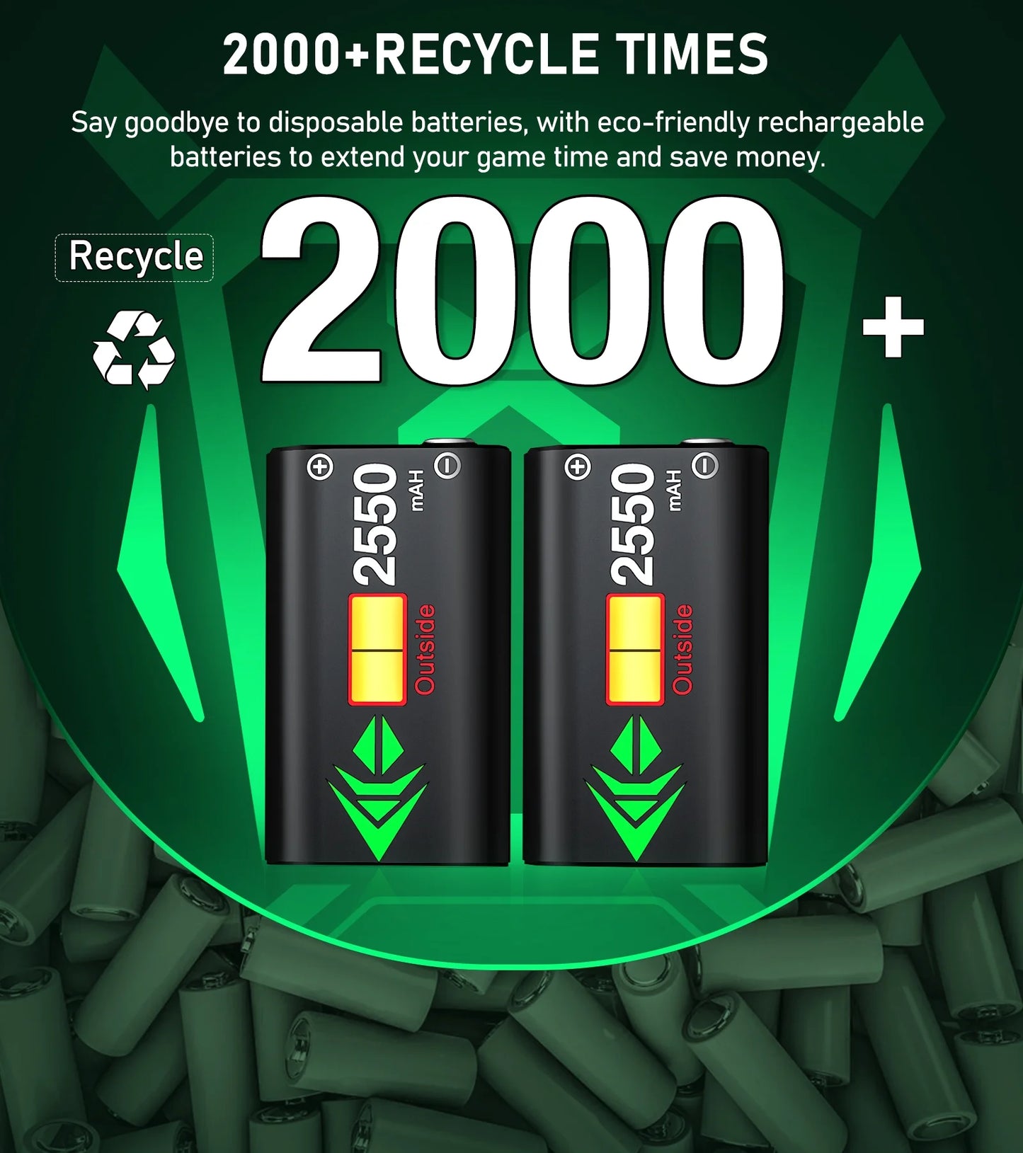 Veltrixgames Xbox-controller oplaadstation met 2x 2550mAh batterijen voor draadloos gamen