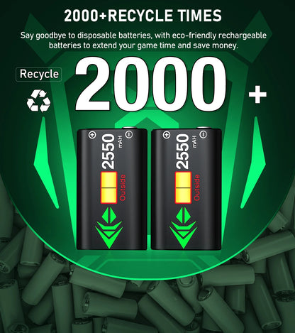 Veltrixgames Xbox-controller oplaadstation met 2x 2550mAh batterijen voor draadloos gamen