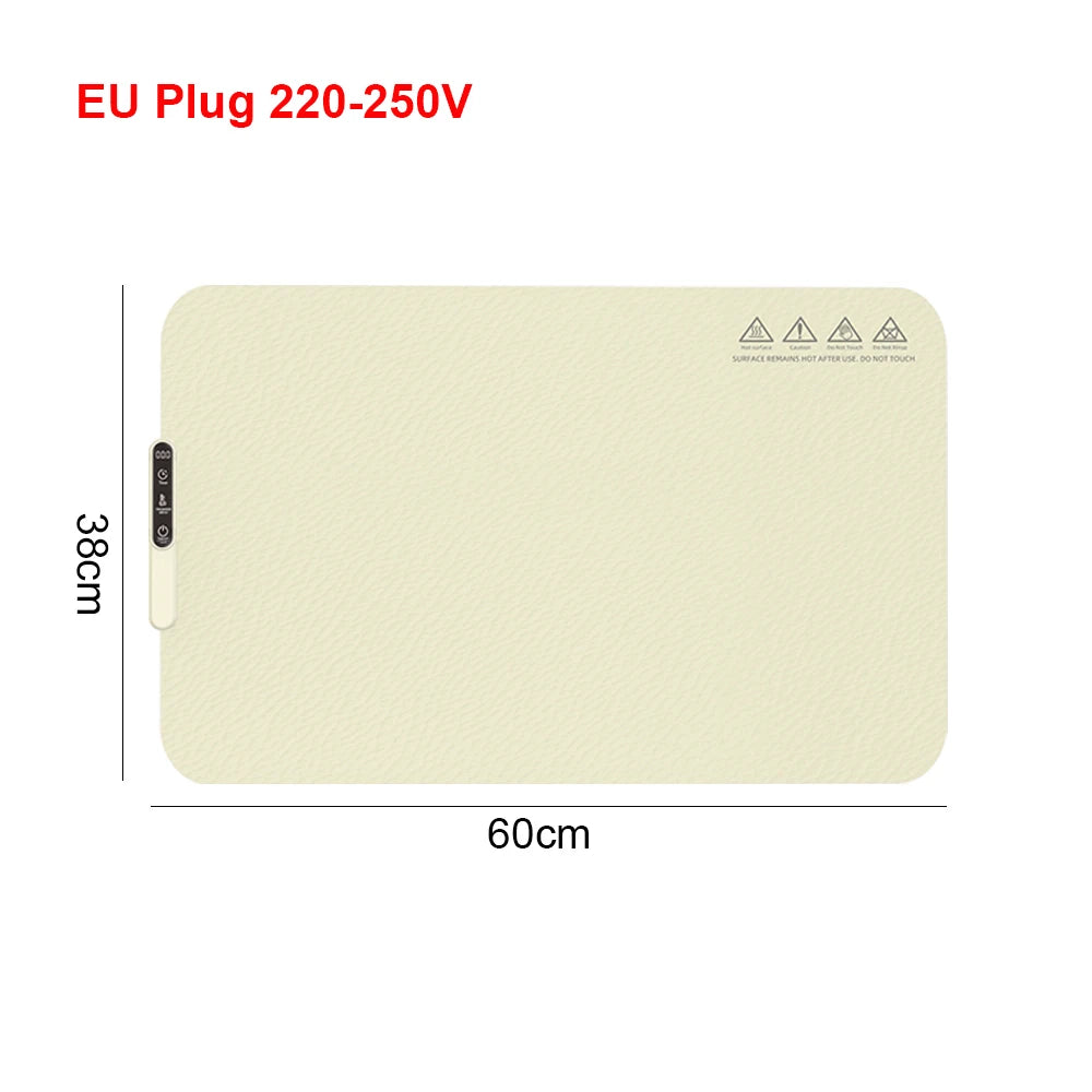 Beige opvouwbare elektrische voedswarmat met siliconen verwarmingsplaat, van Veltrixgames, ideaal voor het warm houden van voedsel.
