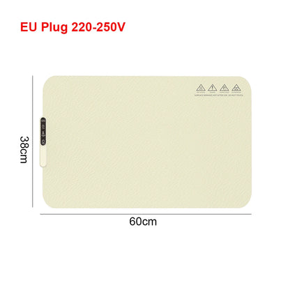 Beige opvouwbare elektrische voedswarmat met siliconen verwarmingsplaat, van Veltrixgames, ideaal voor het warm houden van voedsel.